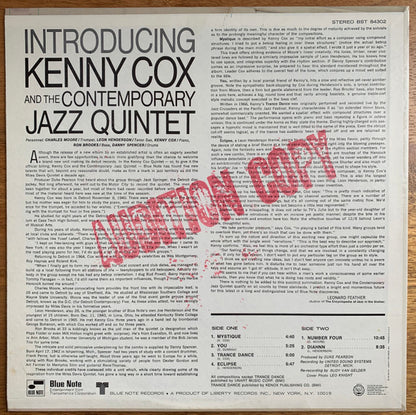 Kenny Cox And The Contemporary Jazz Quintet (2) : Introducing Kenny Cox And The Contemporary Jazz Quintet (LP, Album)