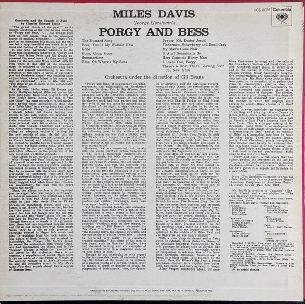 Miles Davis : Porgy And Bess (LP, Album, RE, San)