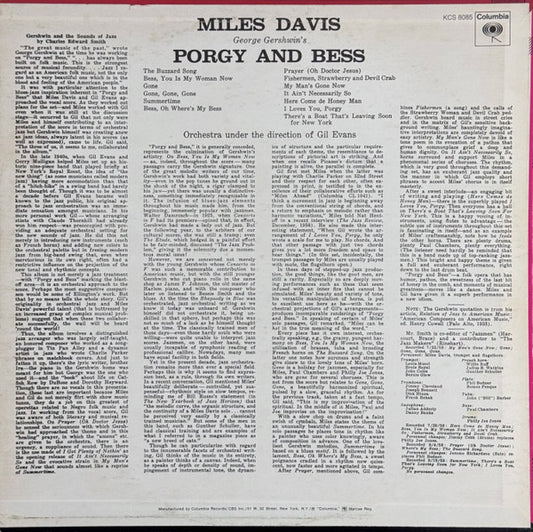 Miles Davis : Porgy And Bess (LP, Album, RE, San)