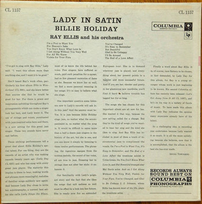 Billie Holiday With Ray Ellis And His Orchestra : Lady In Satin (LP, Album, Mono)