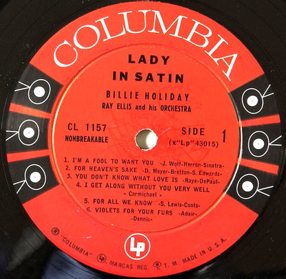 Billie Holiday With Ray Ellis And His Orchestra : Lady In Satin (LP, Album, Mono)