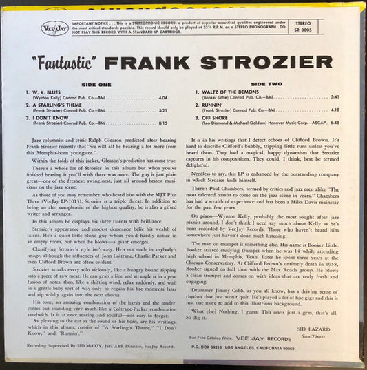 Frank Strozier : Fantastic Frank Strozier (LP, Album, RE)