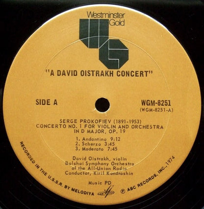David Oistrach, Bolshoi Symphony Orchestra Of The All-Union Radio*, Kiril Kondrashin : A David Oistrakh Concert (LP, Mono)