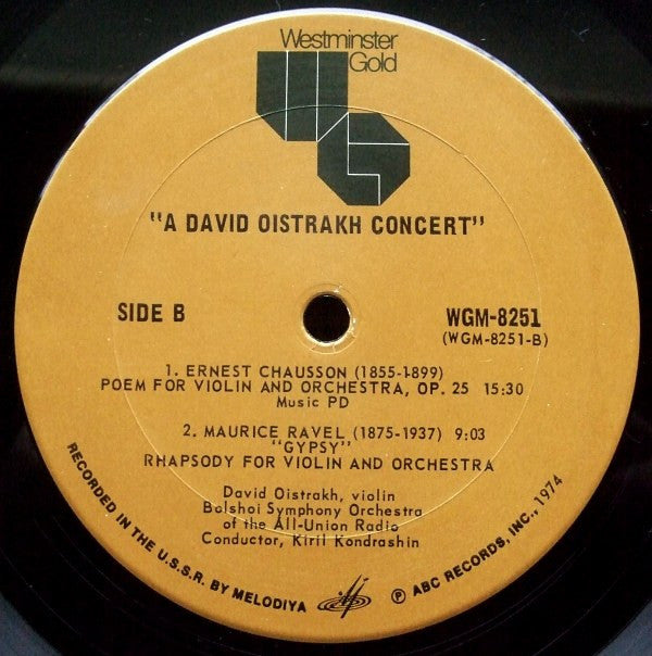 David Oistrach, Bolshoi Symphony Orchestra Of The All-Union Radio*, Kiril Kondrashin : A David Oistrakh Concert (LP, Mono)