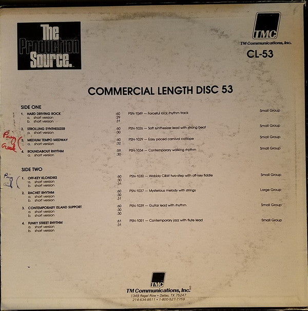 Unknown Artist : The Production Source. Commercial Length Disc 53 (LP)