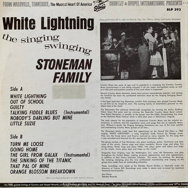 The Stoneman Family : White Lightning (LP, Album, Promo)