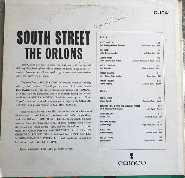 The Orlons : South Street (LP, Album, Mono)