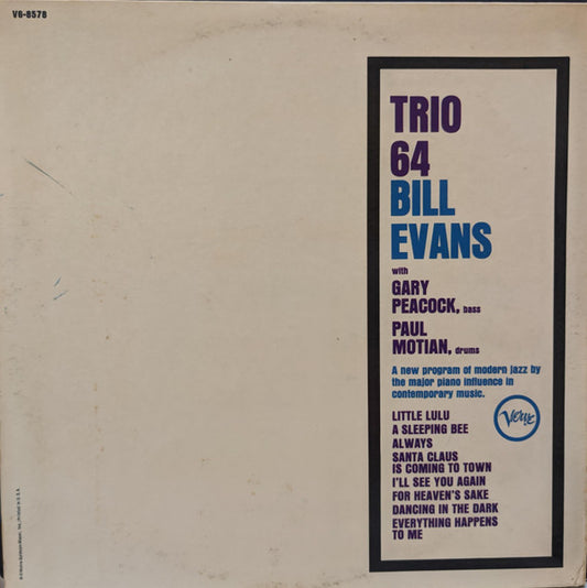 Bill Evans : Trio 64 (LP, Album)