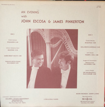 John Escosa & James Pinkerton : An Evening With John Escosa & James Pinkerton, Duo-Harpists (LP)