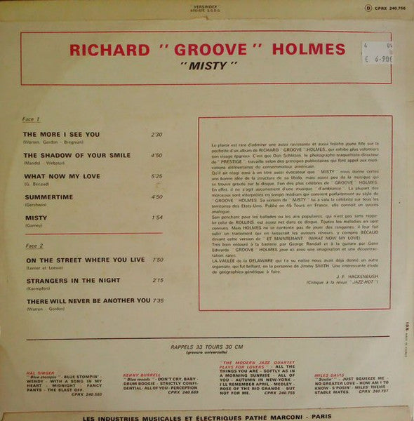 Richard "Groove" Holmes : Misty (LP, Album)