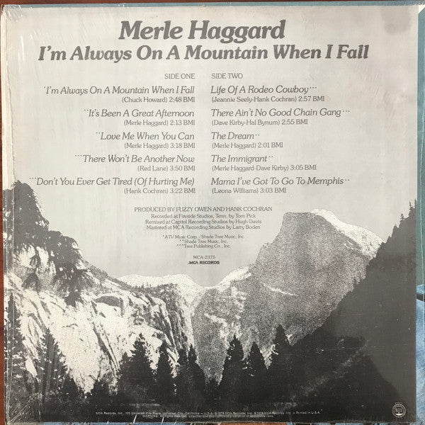 Merle Haggard : I'm Always On A Mountain When I Fall (LP, Album, Glo)
