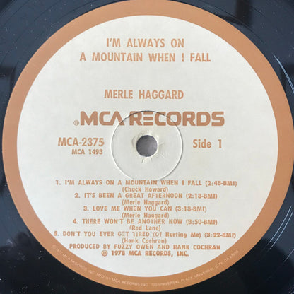 Merle Haggard : I'm Always On A Mountain When I Fall (LP, Album, Glo)