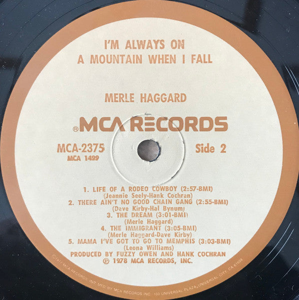 Merle Haggard : I'm Always On A Mountain When I Fall (LP, Album, Glo)