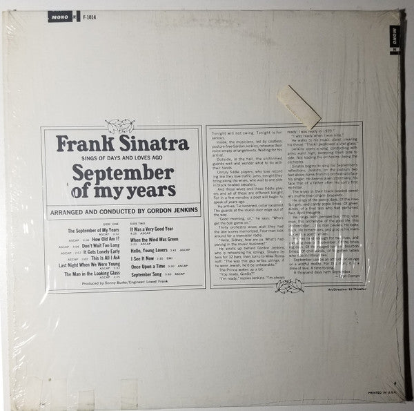 Frank Sinatra : September Of My Years (LP, Album, RE)