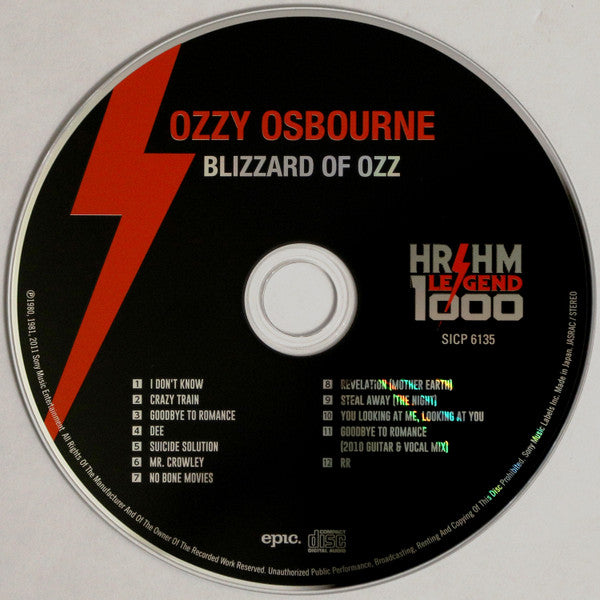 Ozzy Osbourne = オジー・オズボーン* : Blizzard Of Ozz = ブリザード・オブ・オズ～血塗られた英雄伝説 (CD, Album, RE, RM)