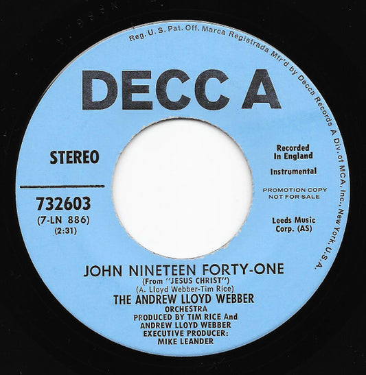 Murray Head With The Trinidad Singers / The Andrew Lloyd Webber Orchestra : Superstar (7", Promo)