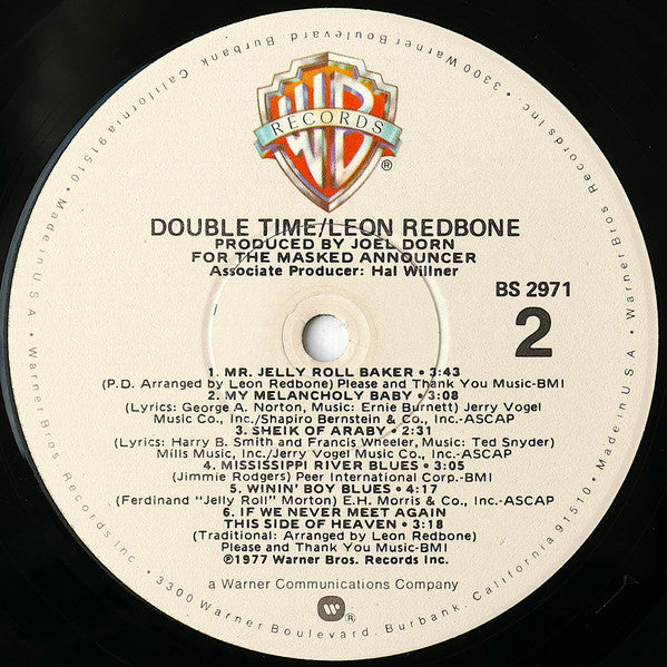 Leon Redbone : Double Time (LP, Album, RP, Win)