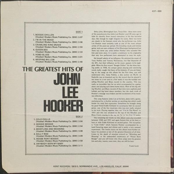 John Lee Hooker : The Greatest Hits Of John Lee Hooker (LP, Comp, Yel)