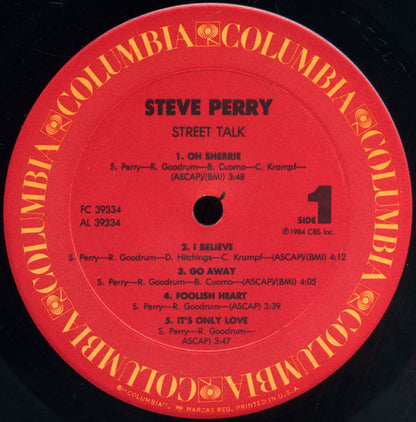 Steve Perry : Street Talk (LP, Album, Pit)