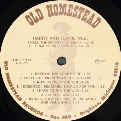 Harry And Jeanie West : "I Need The Prayers Of Those I Love" Old Time Sacred Picking & Singing (LP, Album)