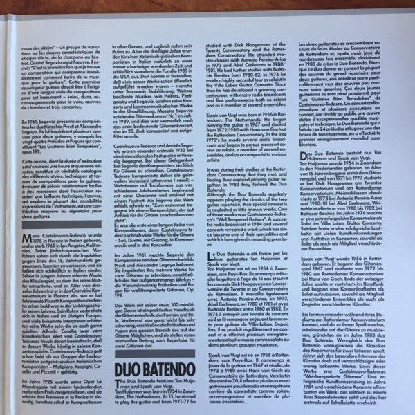 Castelnuovo-Tedesco*, Duo Batendo : The Well-tempered Guitars - 24 Preludes & Fugues Op.199 (LP, Album, Gat)