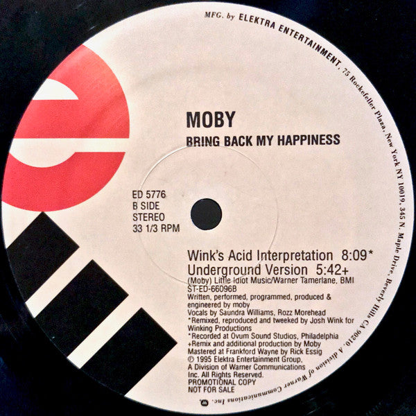 Moby : Bring Back My Happiness (12", Promo)