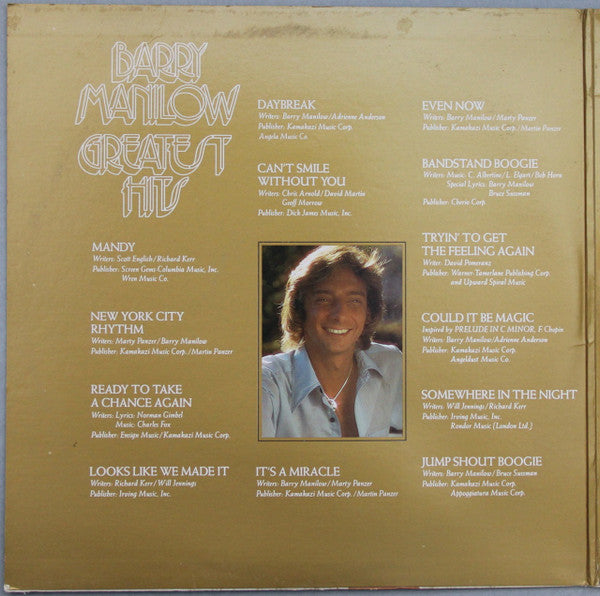Barry Manilow : Greatest Hits (2xLP, Comp, Club, RP, Pit)