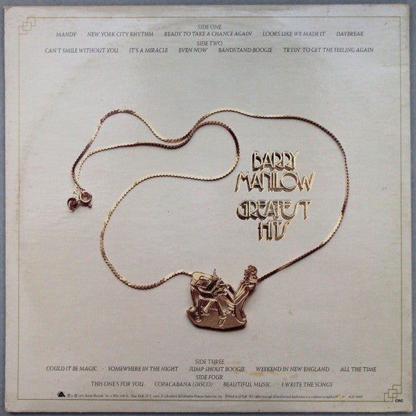 Barry Manilow : Greatest Hits (2xLP, Comp, Club, RP, Pit)