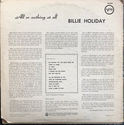 Billie Holiday : All Or Nothing At All (LP, Album, RE)
