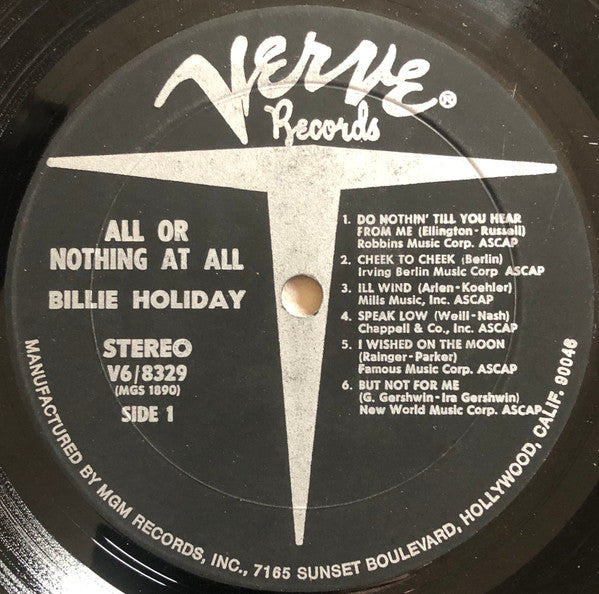 Billie Holiday : All Or Nothing At All (LP, Album, RE)