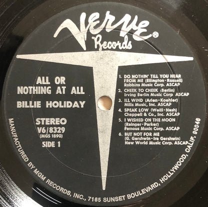 Billie Holiday : All Or Nothing At All (LP, Album, RE)