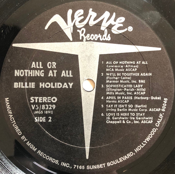 Billie Holiday : All Or Nothing At All (LP, Album, RE)