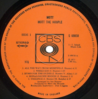 Mott The Hoople : Mott (LP, Album, Gat)