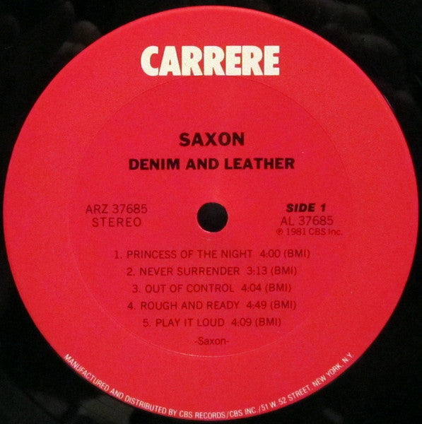Saxon : Denim And Leather (LP, Album, Pit)