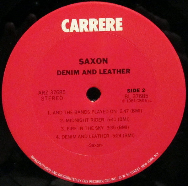 Saxon : Denim And Leather (LP, Album, Pit)