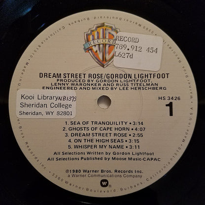 Gordon Lightfoot : Dream Street Rose (LP, Album, Los)