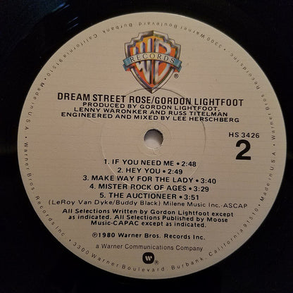 Gordon Lightfoot : Dream Street Rose (LP, Album, Los)