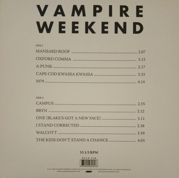 Vampire Weekend : Vampire Weekend (LP, Album)