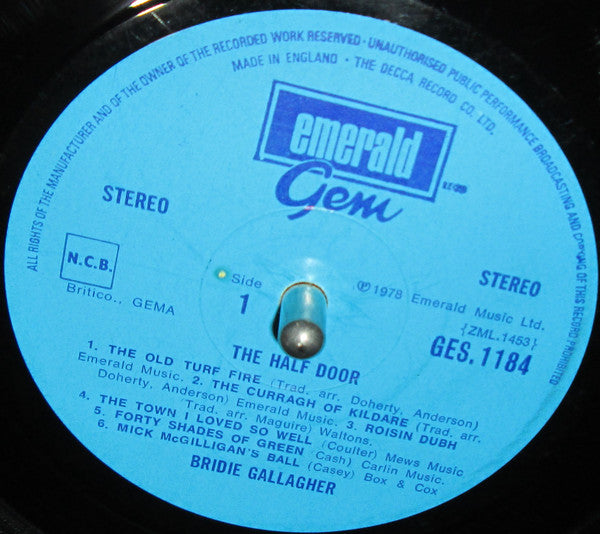 Bridie Gallagher : The Half Door (LP, Album)