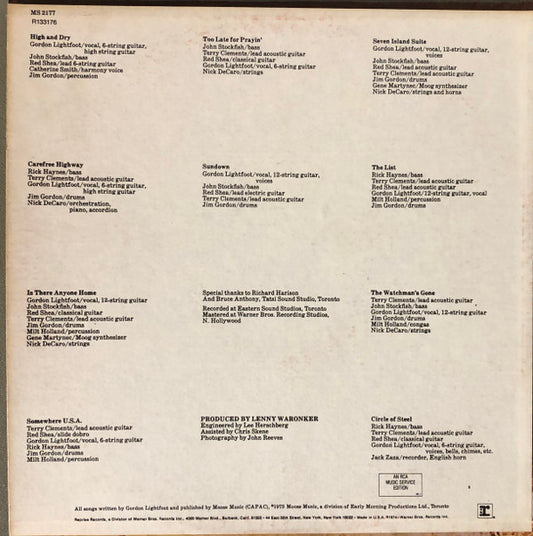 Gordon Lightfoot : Sundown (LP, Album, Club, RCA)