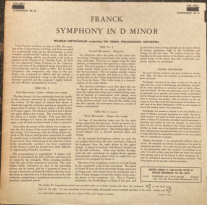 Wilhelm Furtwängler Conducting Wiener Philharmoniker – César Franck : Symphony In D Minor (LP, RE)