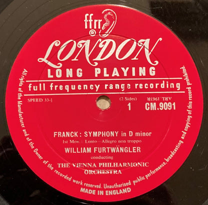 Wilhelm Furtwängler Conducting Wiener Philharmoniker – César Franck : Symphony In D Minor (LP, RE)