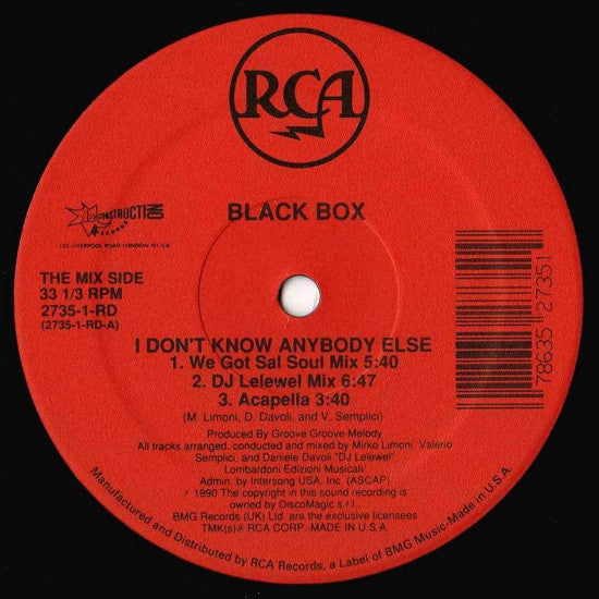 Black Box : I Don't Know Anybody Else (12")