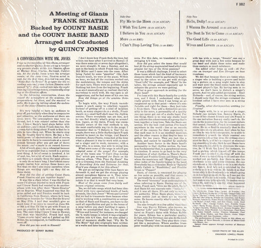 Frank Sinatra • Count Basie And His Orchestra* Arrangements By Quincy Jones : It Might As Well Be Swing (LP, Album, Mono, RE, Pit)