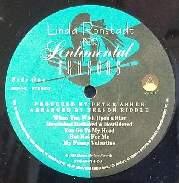 Linda Ronstadt With Nelson Riddle & His Orchestra* : For Sentimental Reasons (LP, Album, Spe)