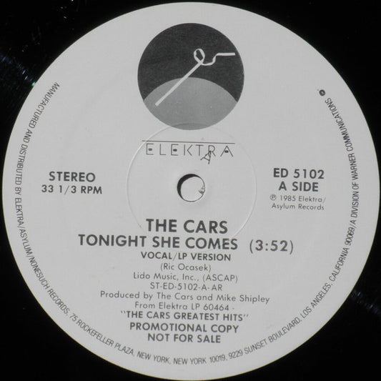 The Cars : Tonight She Comes (12", Promo)