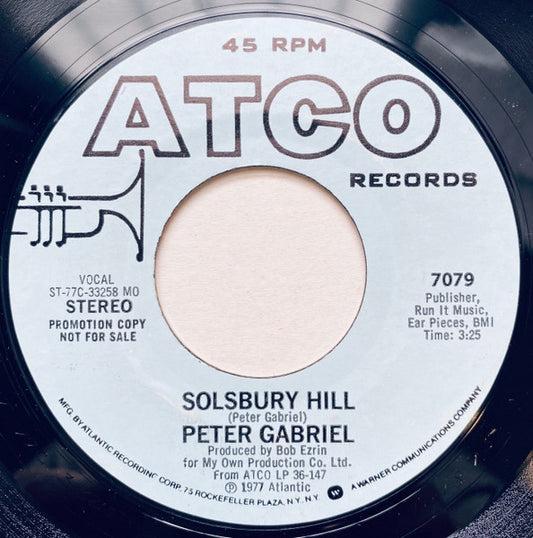 Peter Gabriel : Solsbury Hill (7", Promo, Styrene, MO)