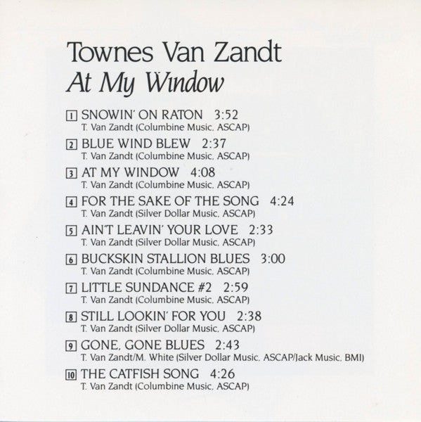 Townes Van Zandt : At My Window (CD, Album)