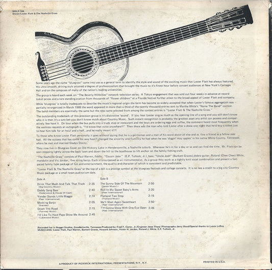 Lester Flatt & The Nashville Grass : The One And Only... (LP, Album, Promo)