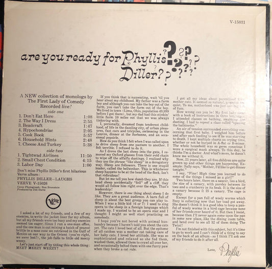 Phyllis Diller : Are You Ready For Phyllis Diller? (LP, Album, Mono, MGM)